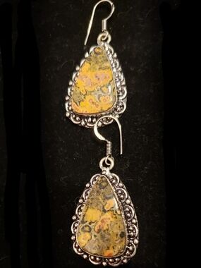 Ocean Jasper/Sterling Stamped 925 earrings In Gorgeous Natural Earthy Tones. NEW